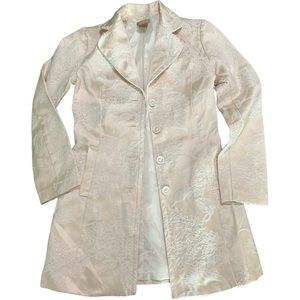 Creamy White Jacquard Medium Lenght Women’s Blazer Jacket Size S